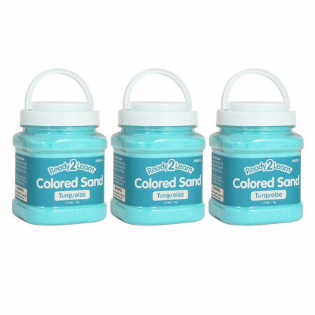 READY 2 LEARN Colored Sand, Turquoise, 2.2 lb. Jar, 3PK CE10109